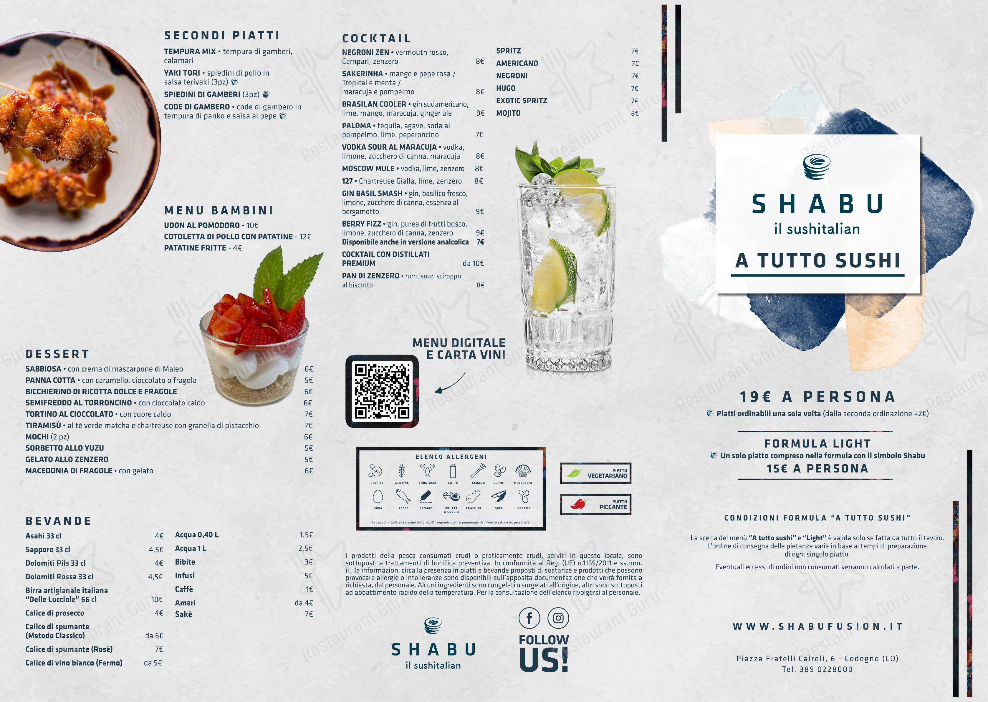 Menu bar per Shabu Codogno ristorante