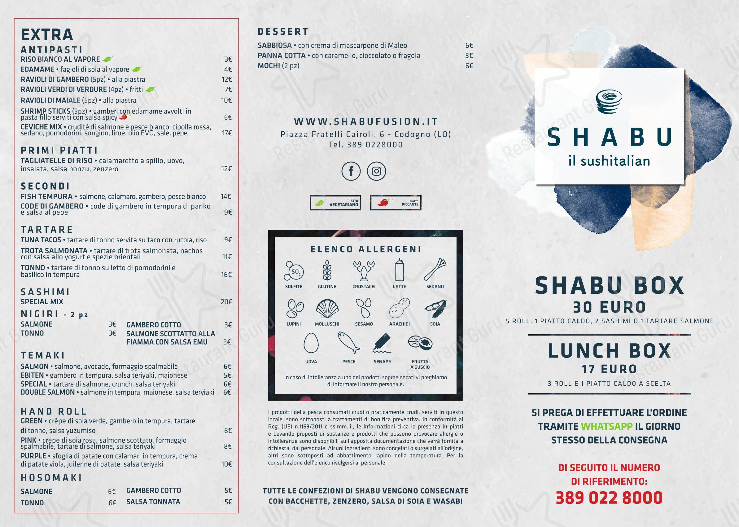 Menu per Shabu Codogno ristorante