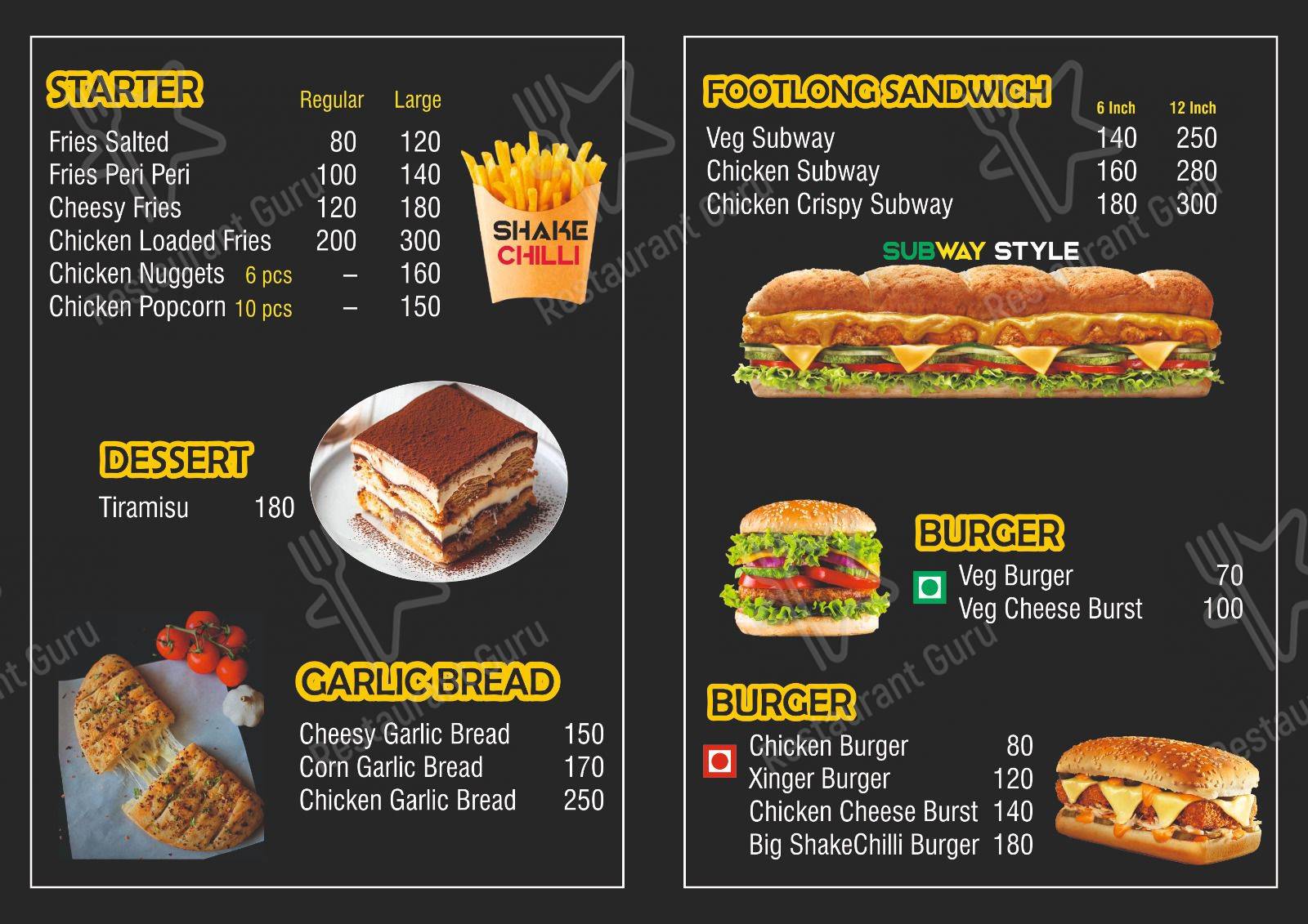 Check out the menu for Shake chilli cafe