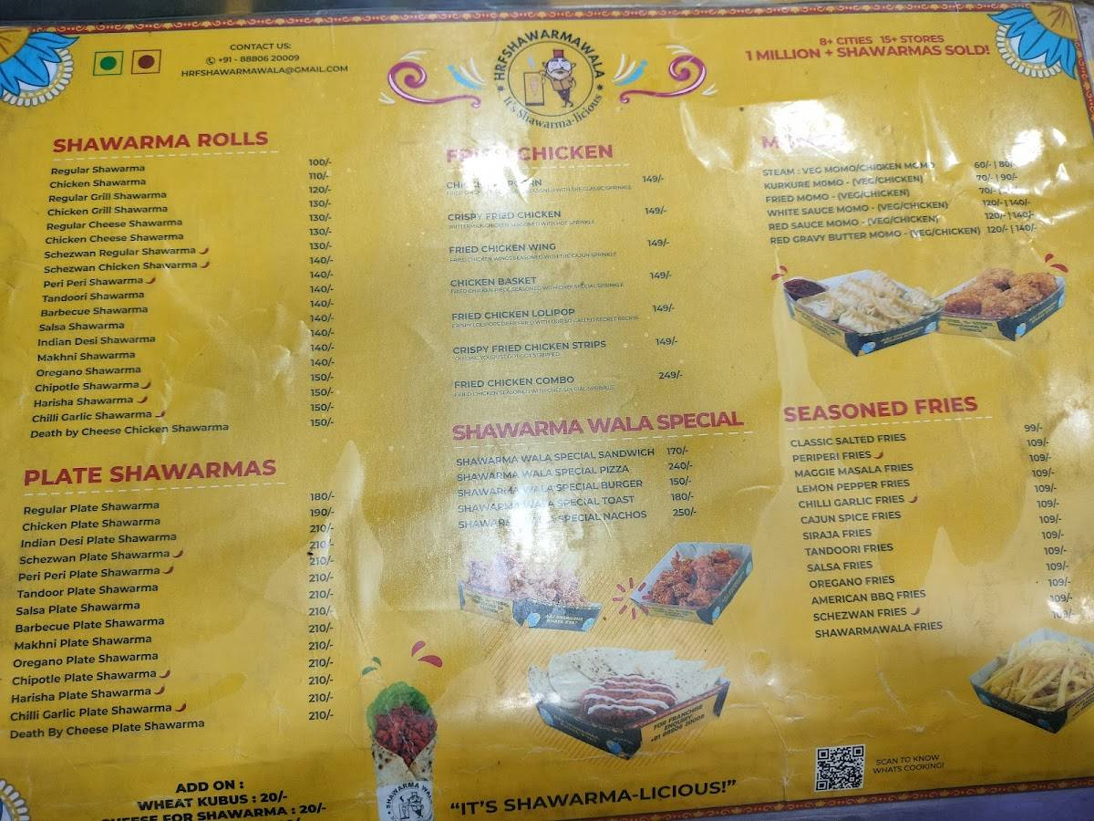 Shawarma Wala sikandar khe. Devendranagar menu
