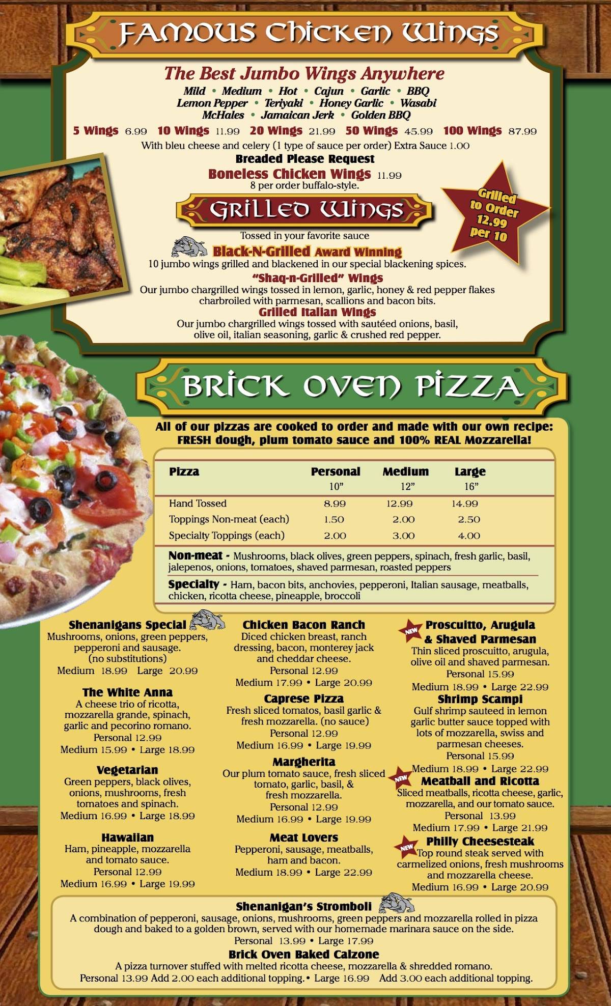 Menu at Shenanigans Sports Pub, Dania Beach, S Federal Hwy