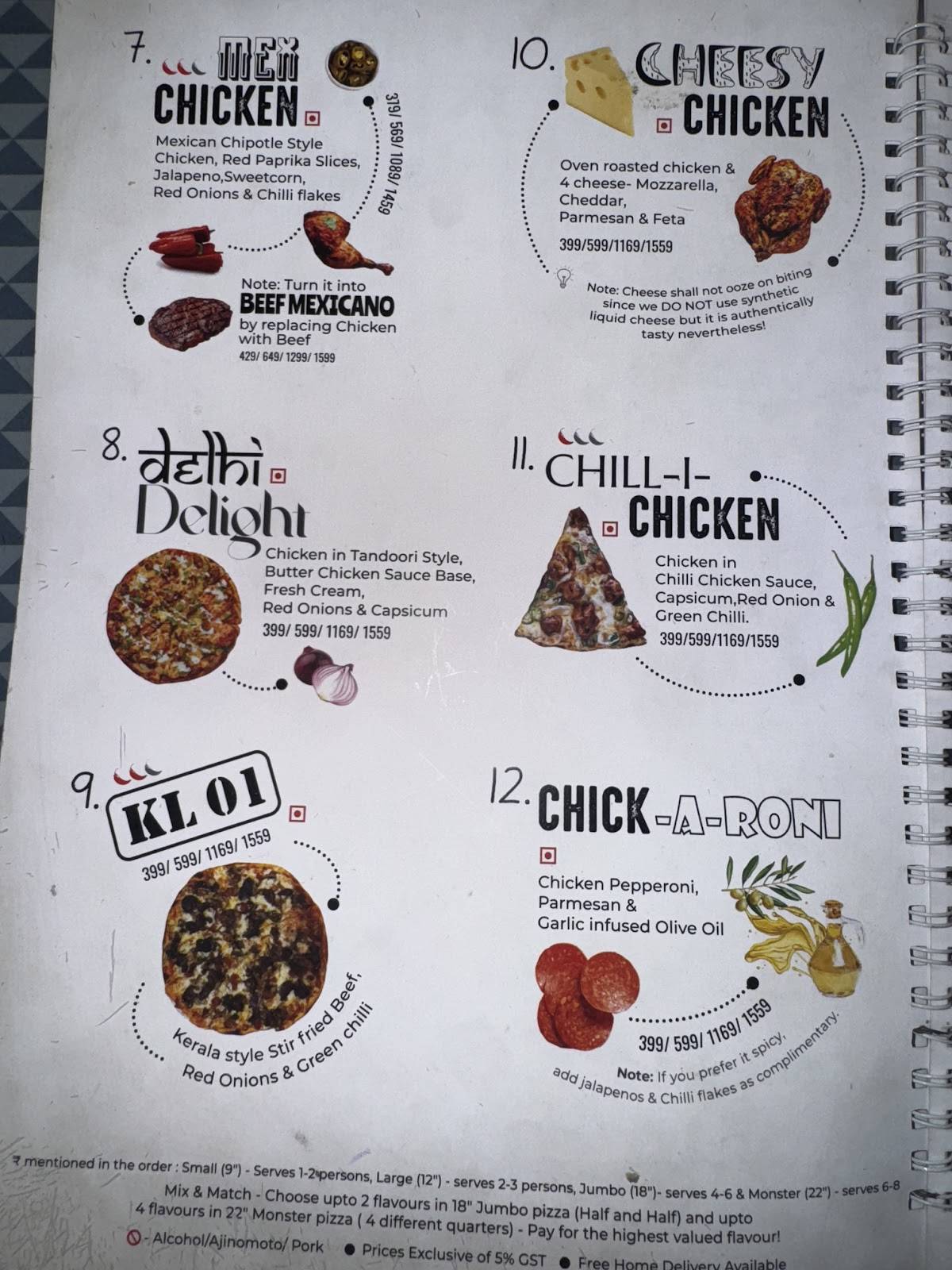 Sijis Pizza Street menu