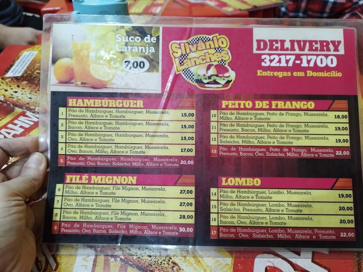 Silvanio Lanches cardápio