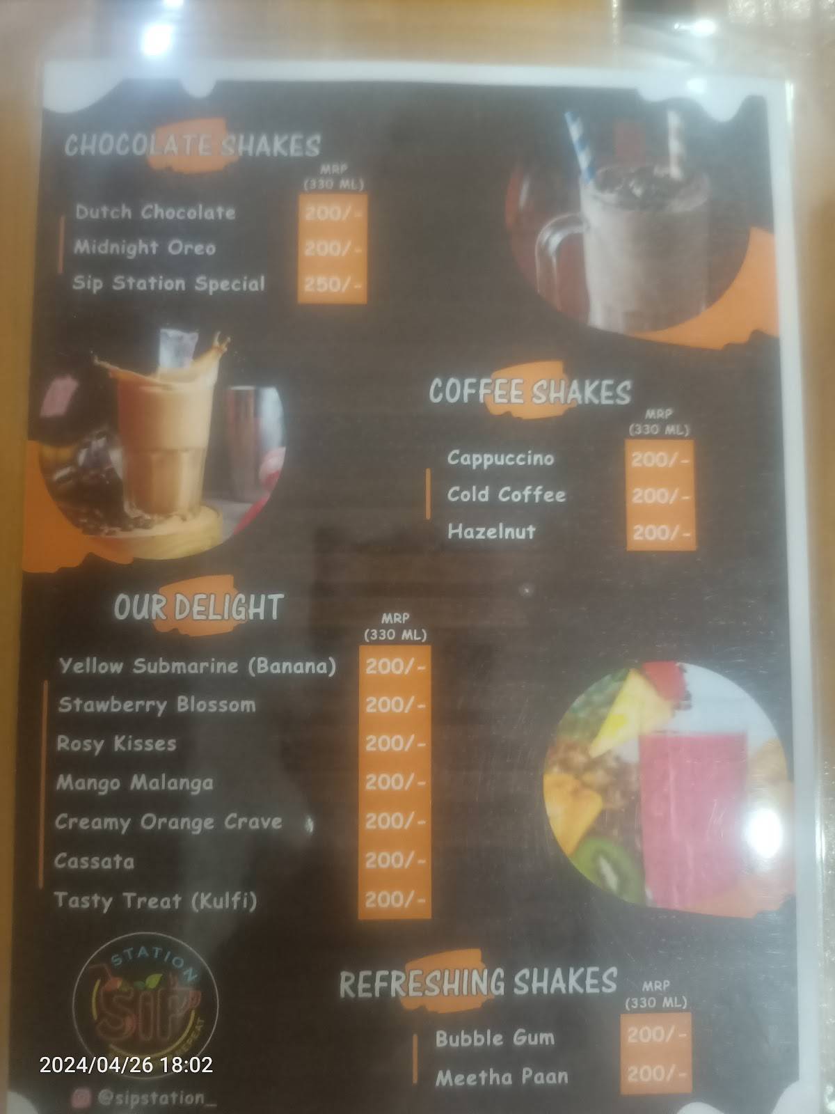 Sip Station Best Cafe in Maninagar Ahmedabad menu