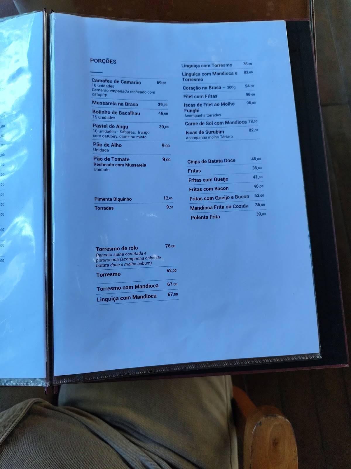 Sítio Bar Restaurante e Pousada Macacos cardápio