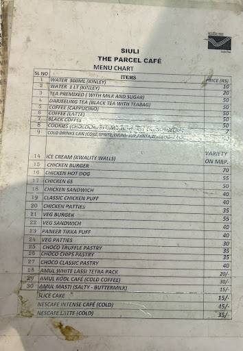 Siuli, The Parcel Cafe menu