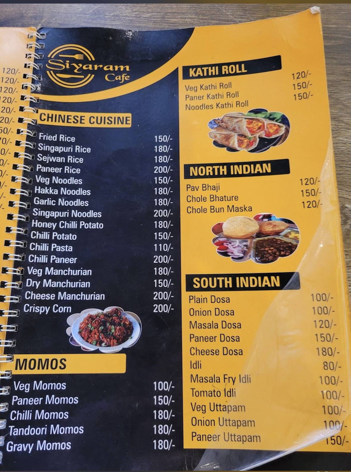 Siyaram cafe & restaurant orchha (Best restaurant in orchha) menu