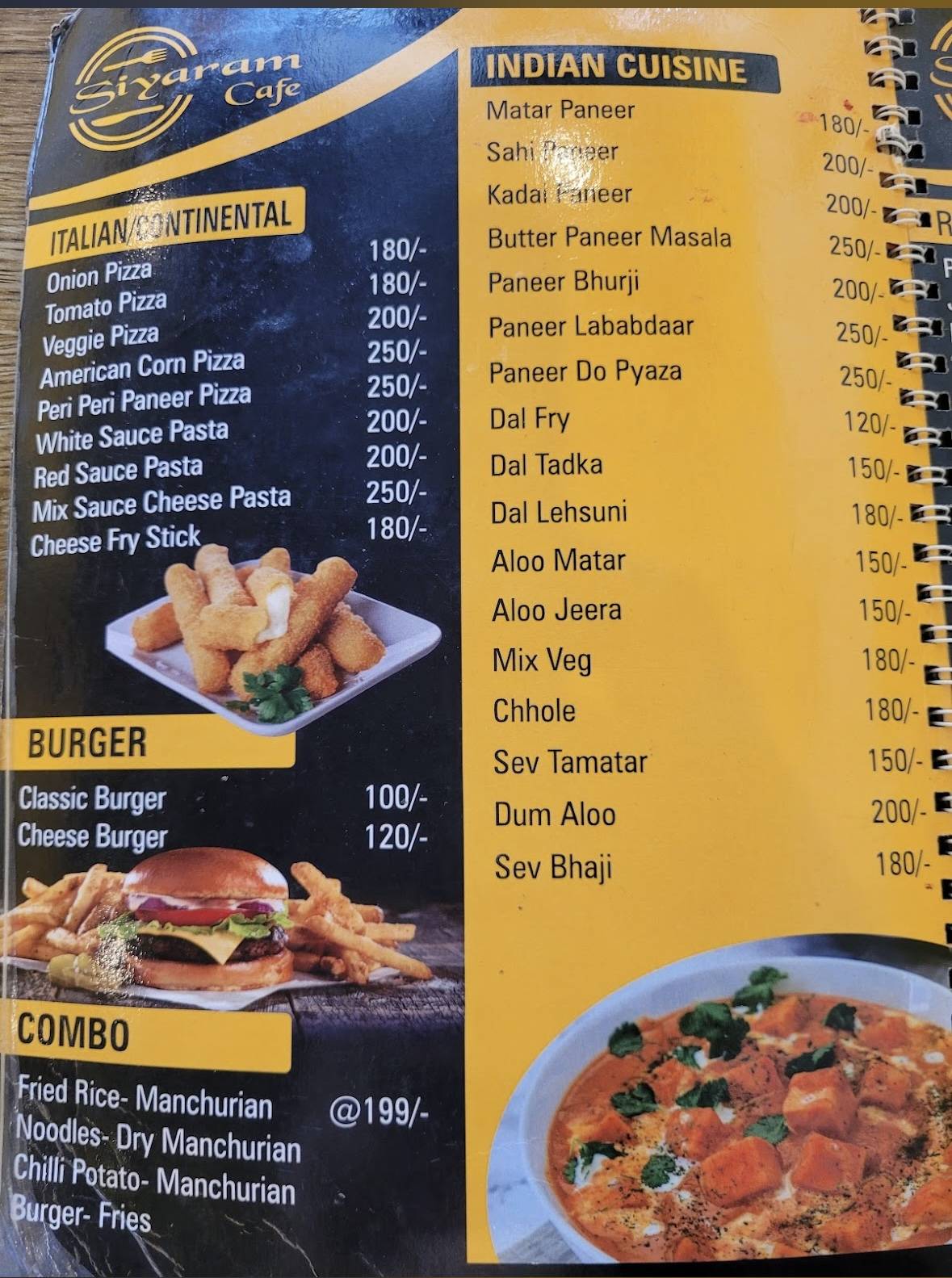 Siyaram cafe & restaurant orchha (Best restaurant in orchha) menu