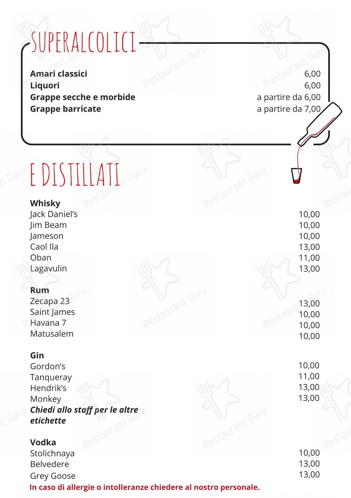 Smart Kook Bar in Milano - Menu bar