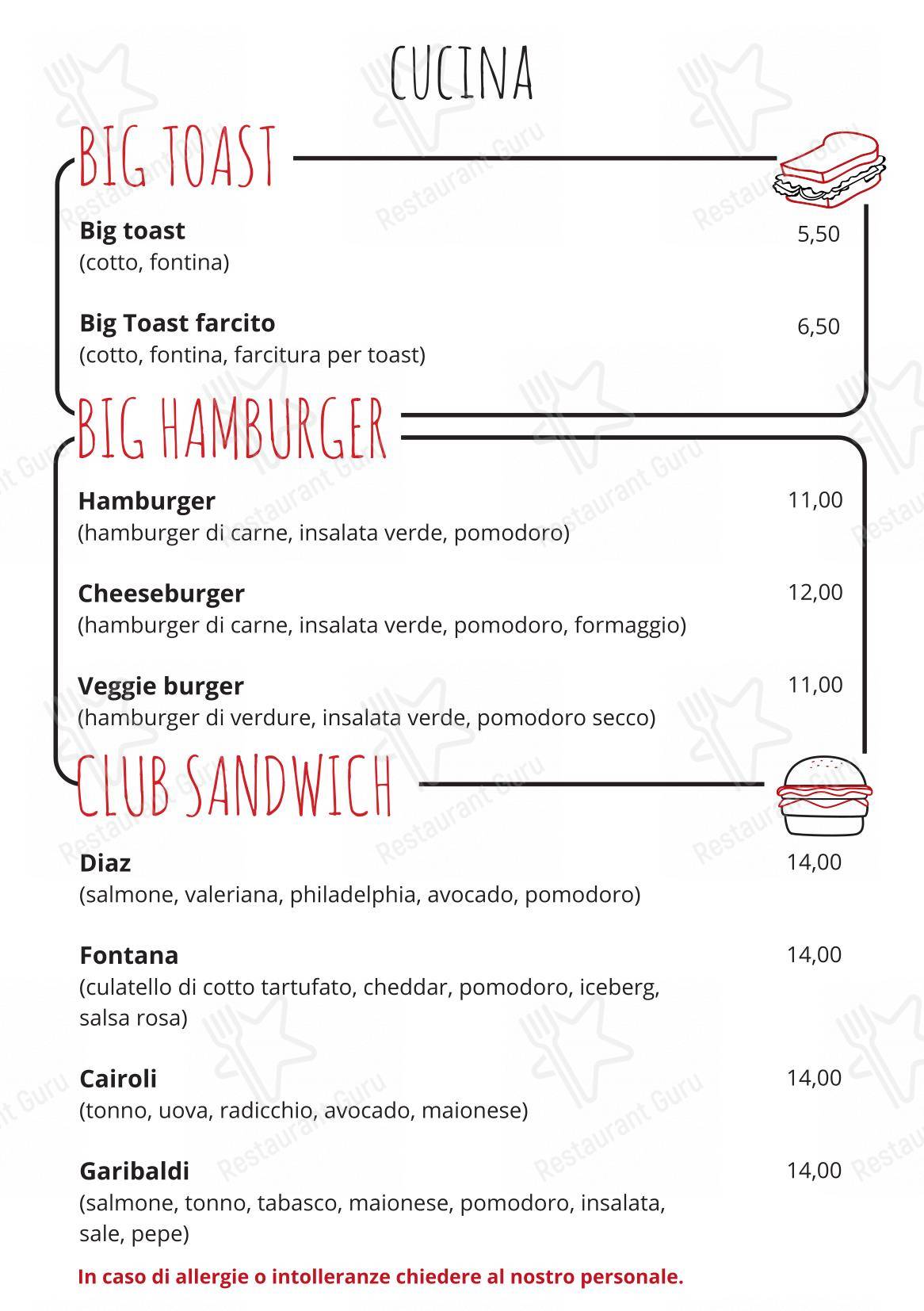 Menu per Smart Kook Bar in Milano