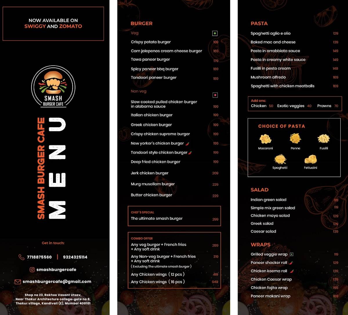 Smash burger cafe menu