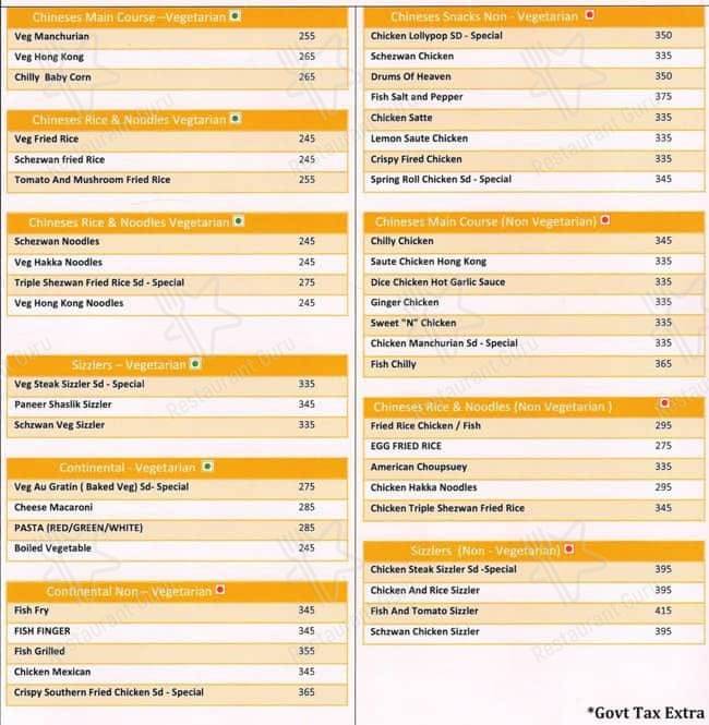 SD 21 - Hotel Somdeep Palace menu