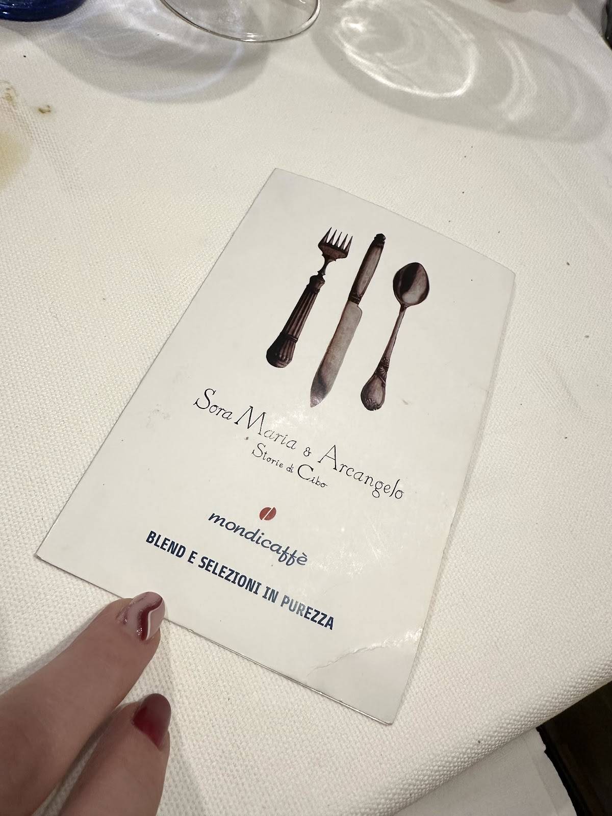 Menu di Ristorante Sora Maria e Arcangelo 