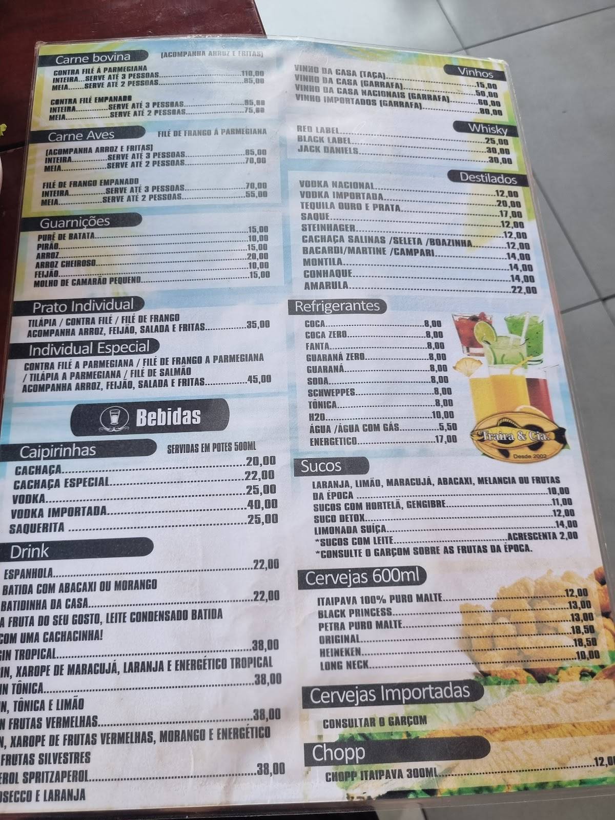 Restaurante Traíra & Cia cardápio