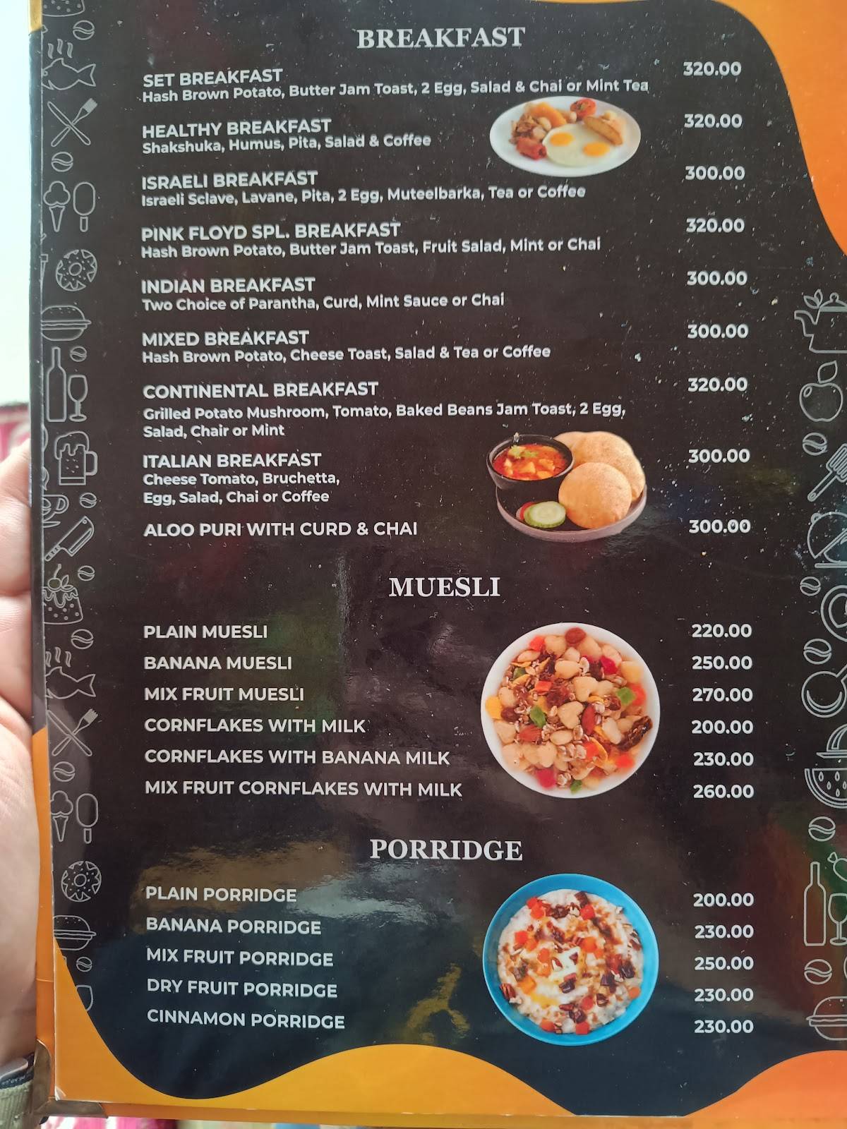 Pink Floyd Cafe Tosh menu