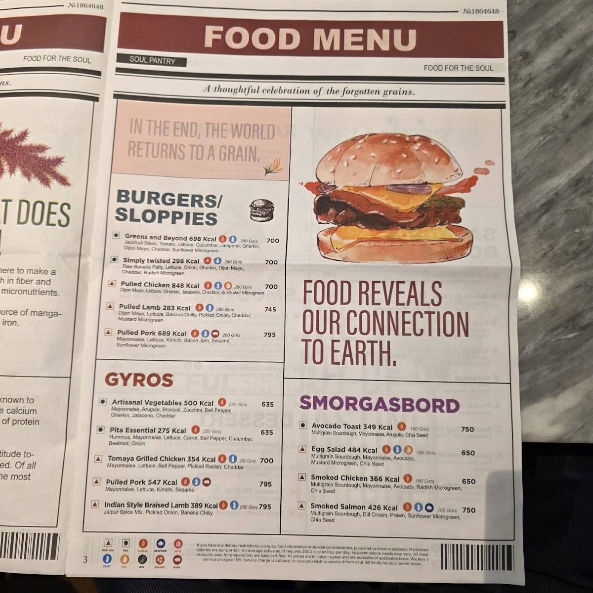 Soul Pantry - Andaz Delhi menu