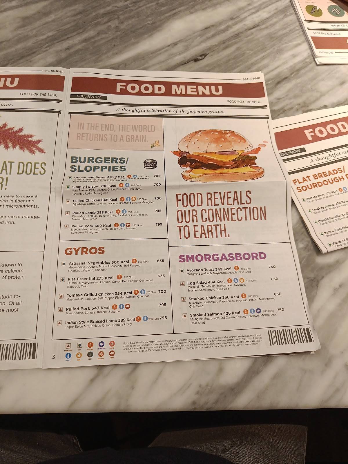 Soul Pantry - Andaz Delhi menu