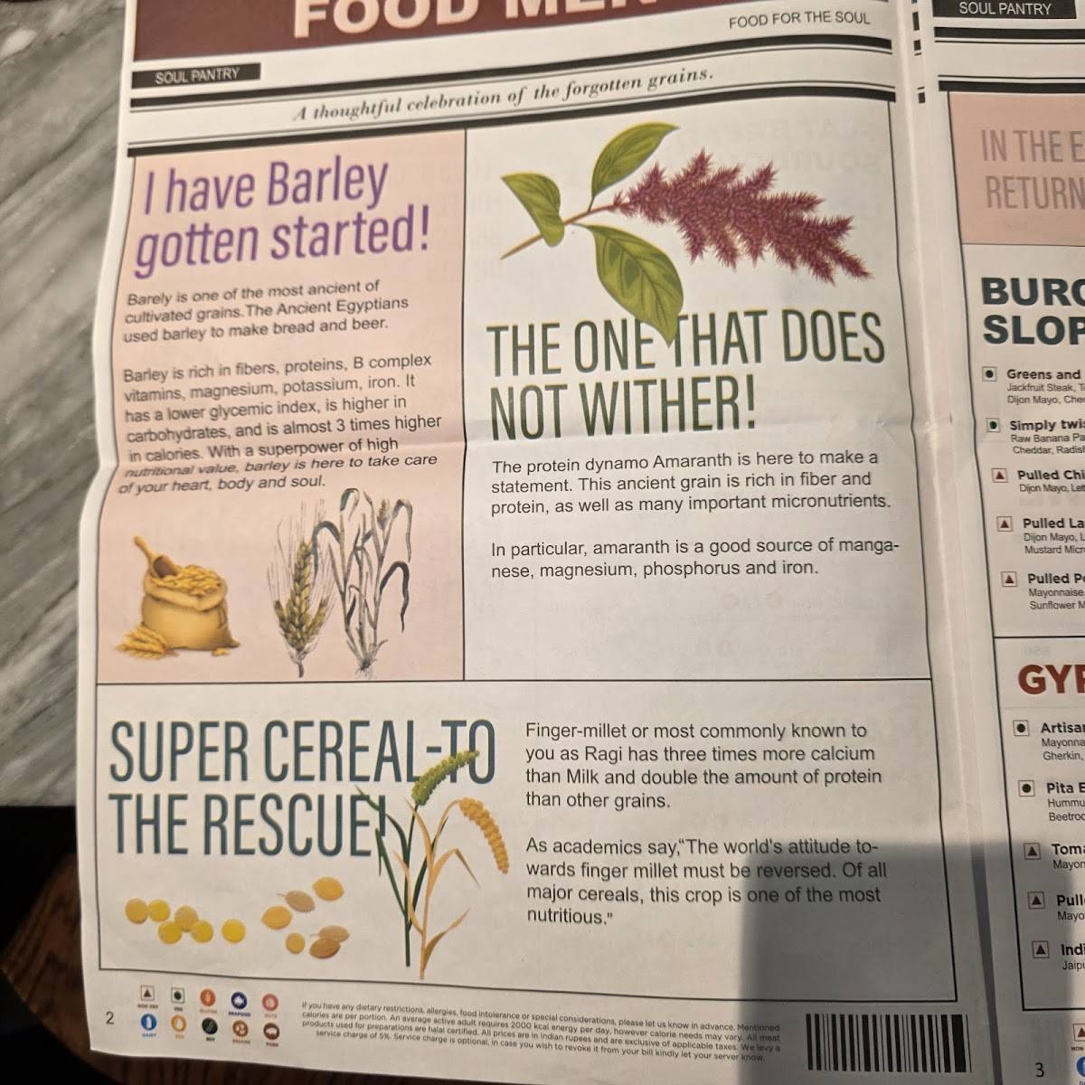 Soul Pantry - Andaz Delhi menu