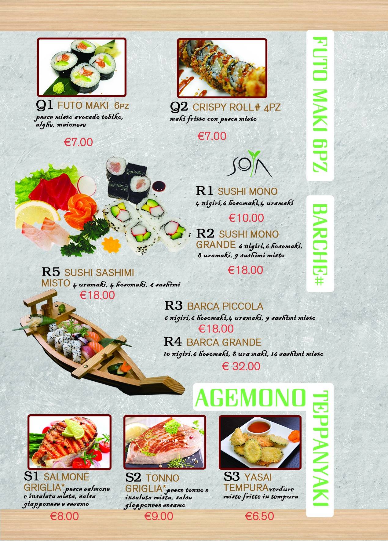 Menu di Ristorante Sushi Soya 