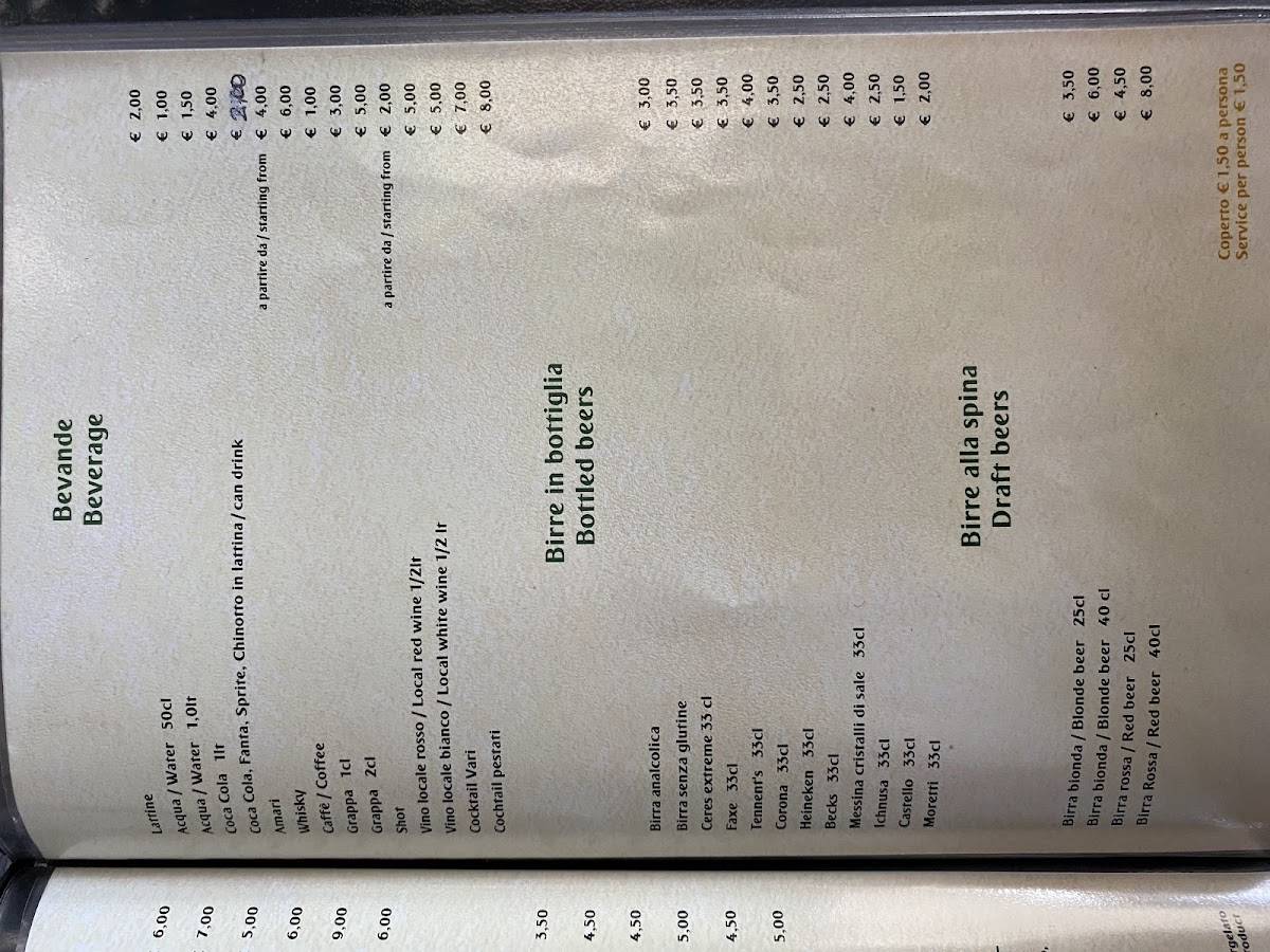 Menu di Spaghetteria Seven 