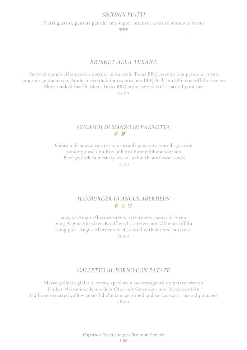 Menu di Speck Stube al Castèl Limone Ristorante Tipico 