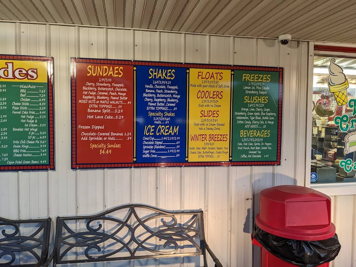 Menu at Spencer's Dairy Kream fast food, Grenada