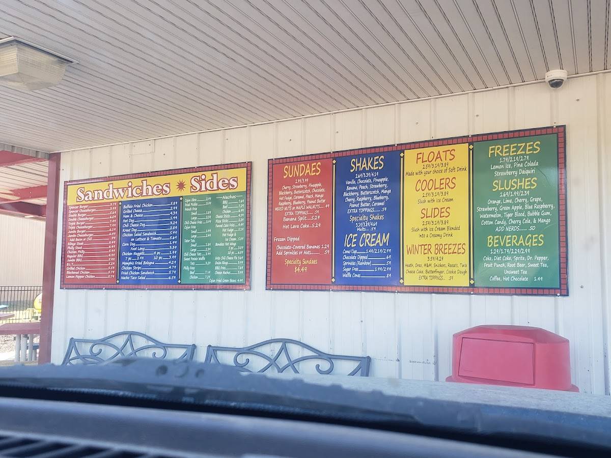 Menu at Spencer's Dairy Kream fast food, Grenada