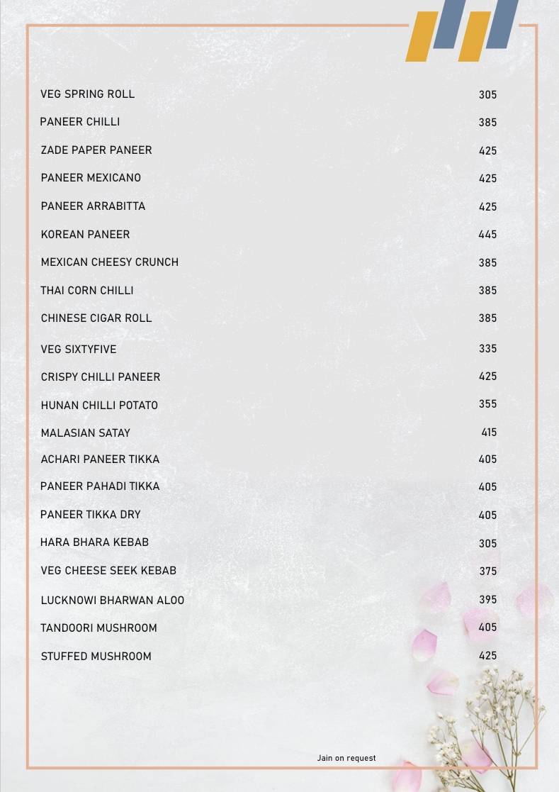 Spice Petals - Fine Dine Restro & Banquet menu