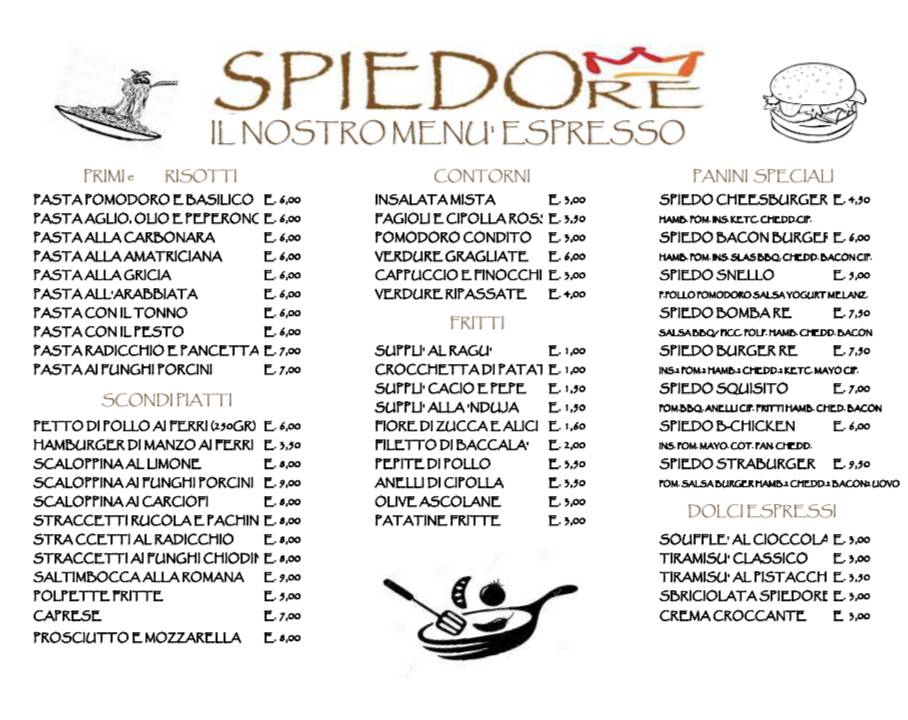 Menu di SpiedoRe 