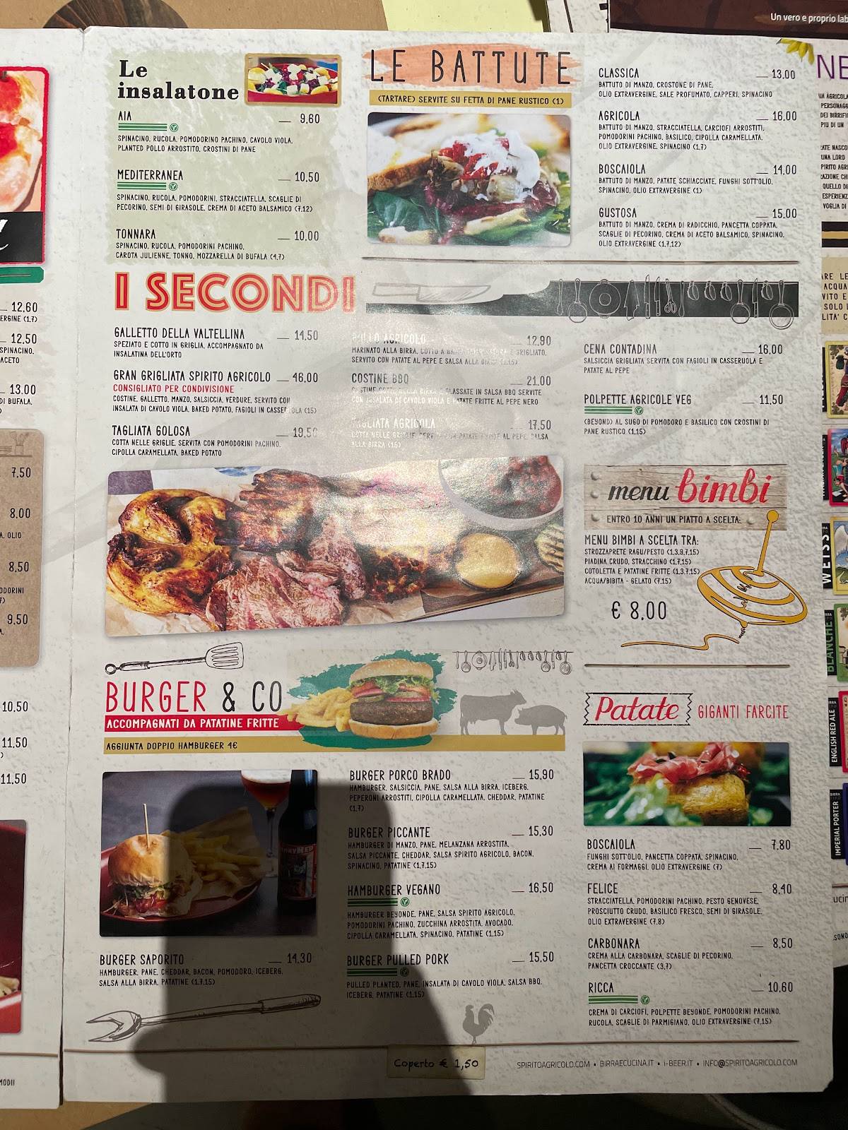Menu di Spirito Agricolo Rimini 