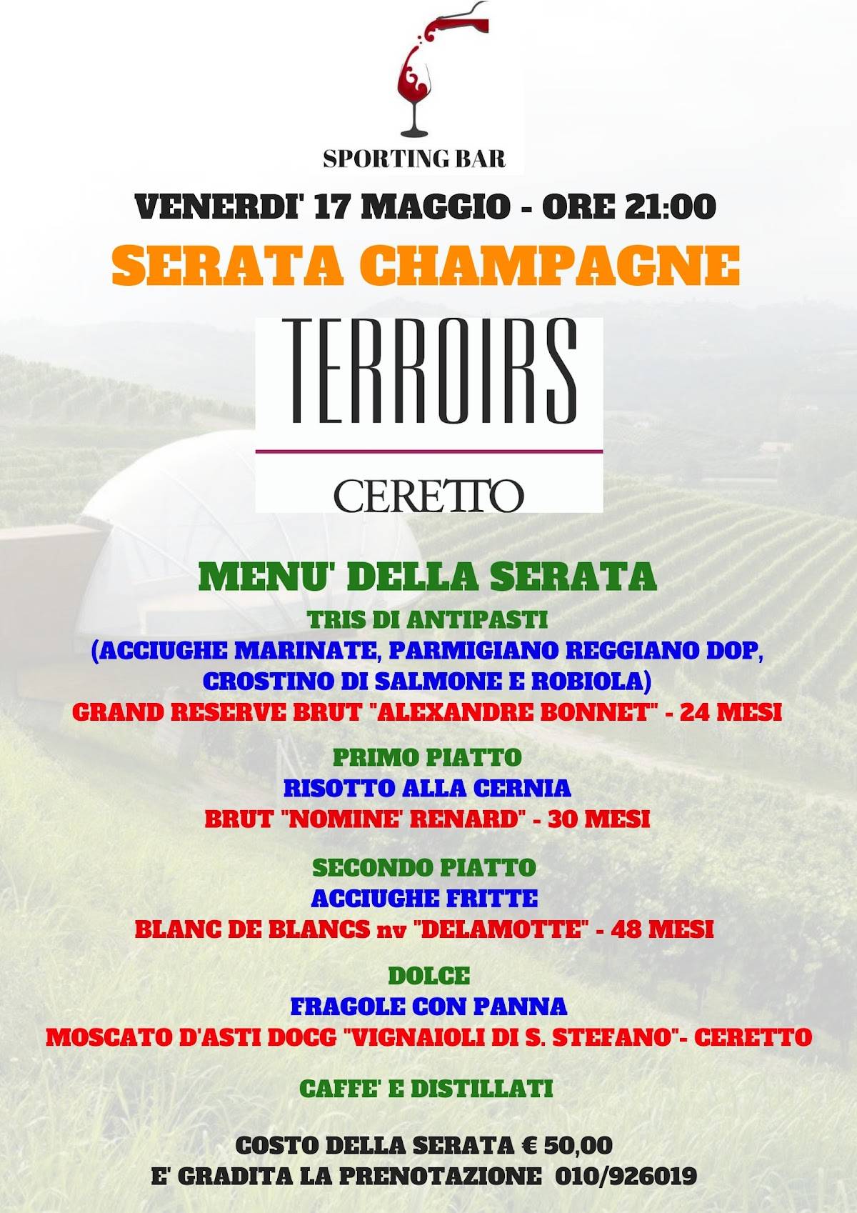 Menu di Sporting Bar Di Renato Zunino E Massimo Ottonello S.N.C 