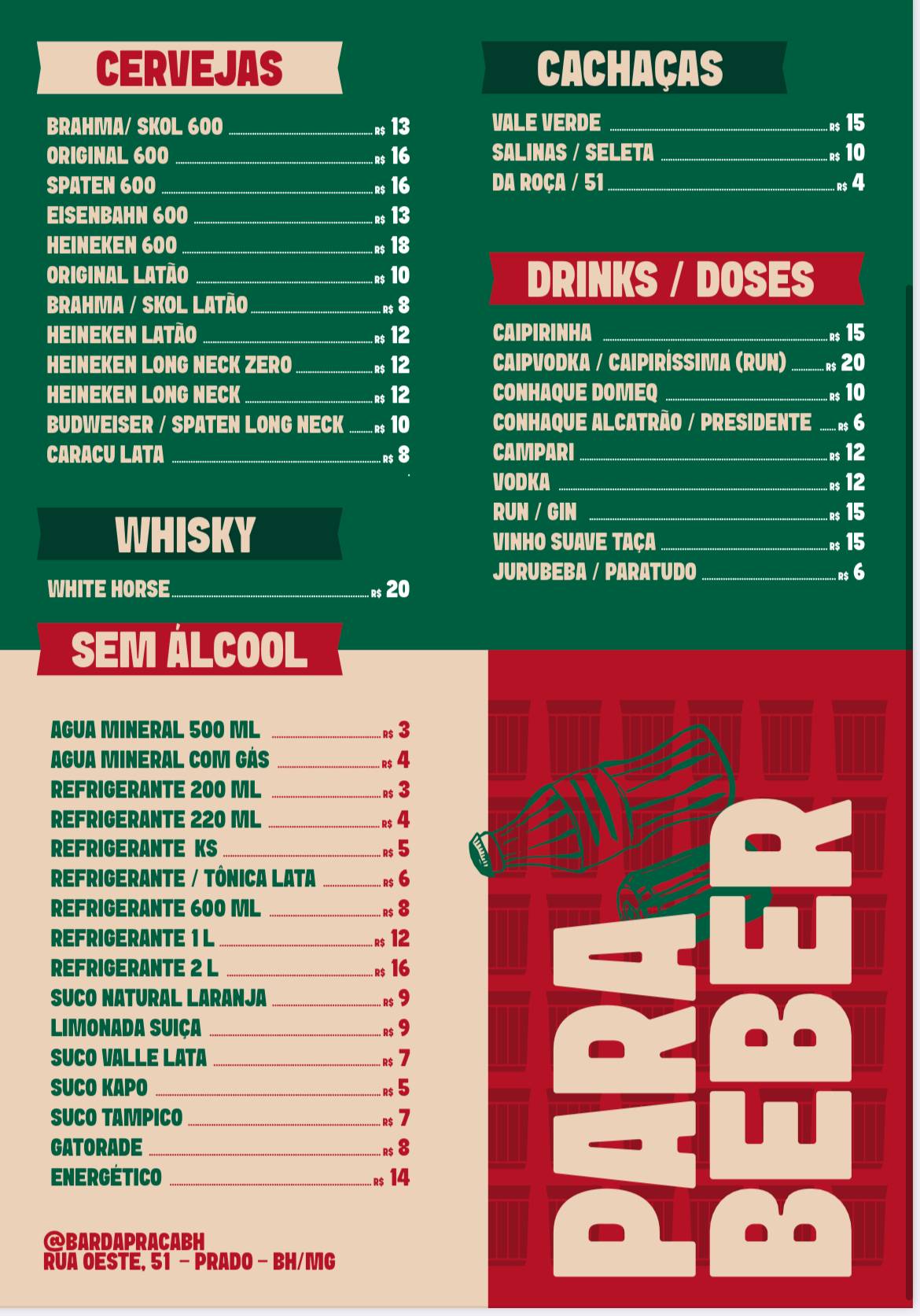 Bar da Praça cardápio
