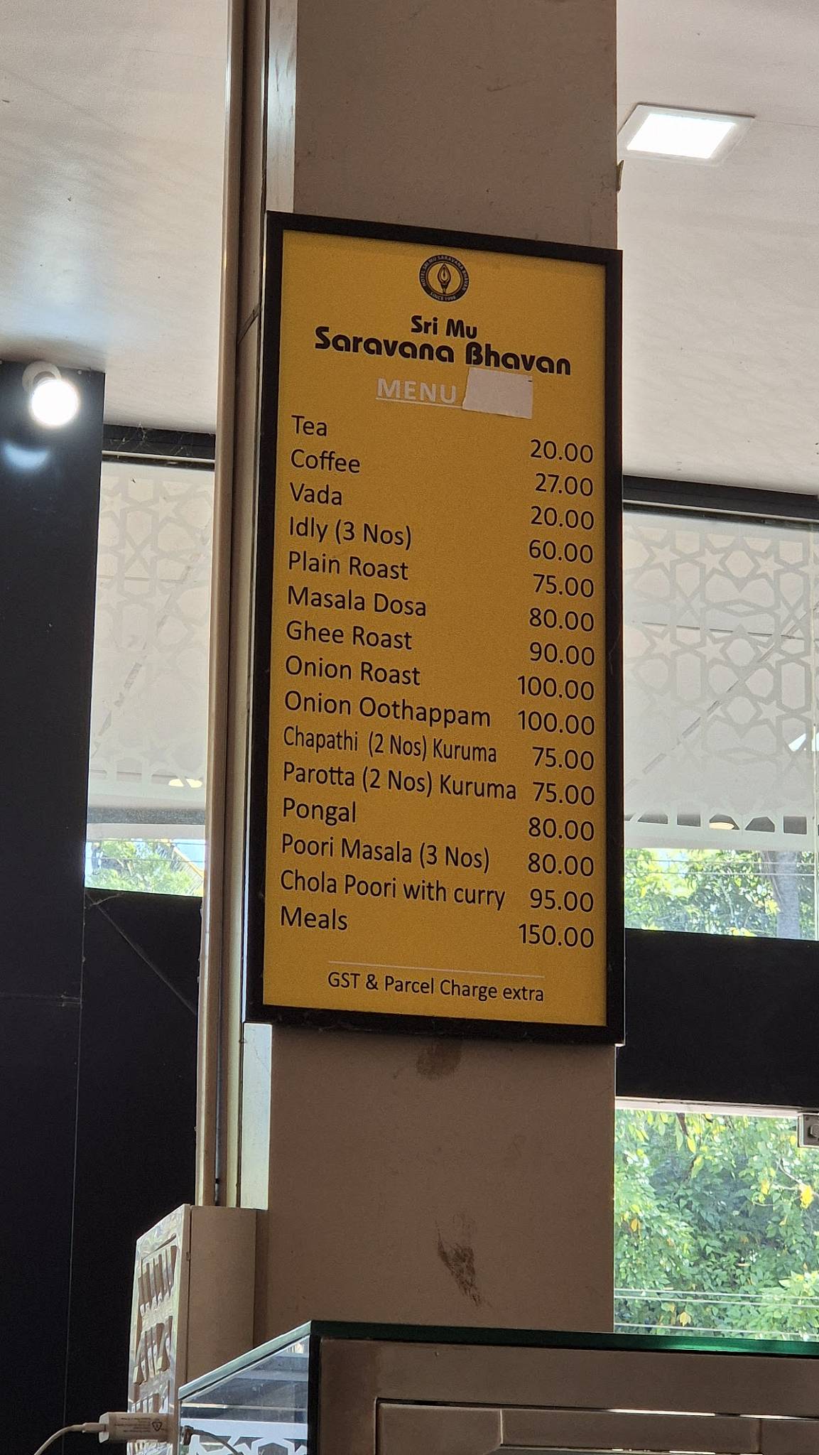Sri Mu Saravana Bhavan menu