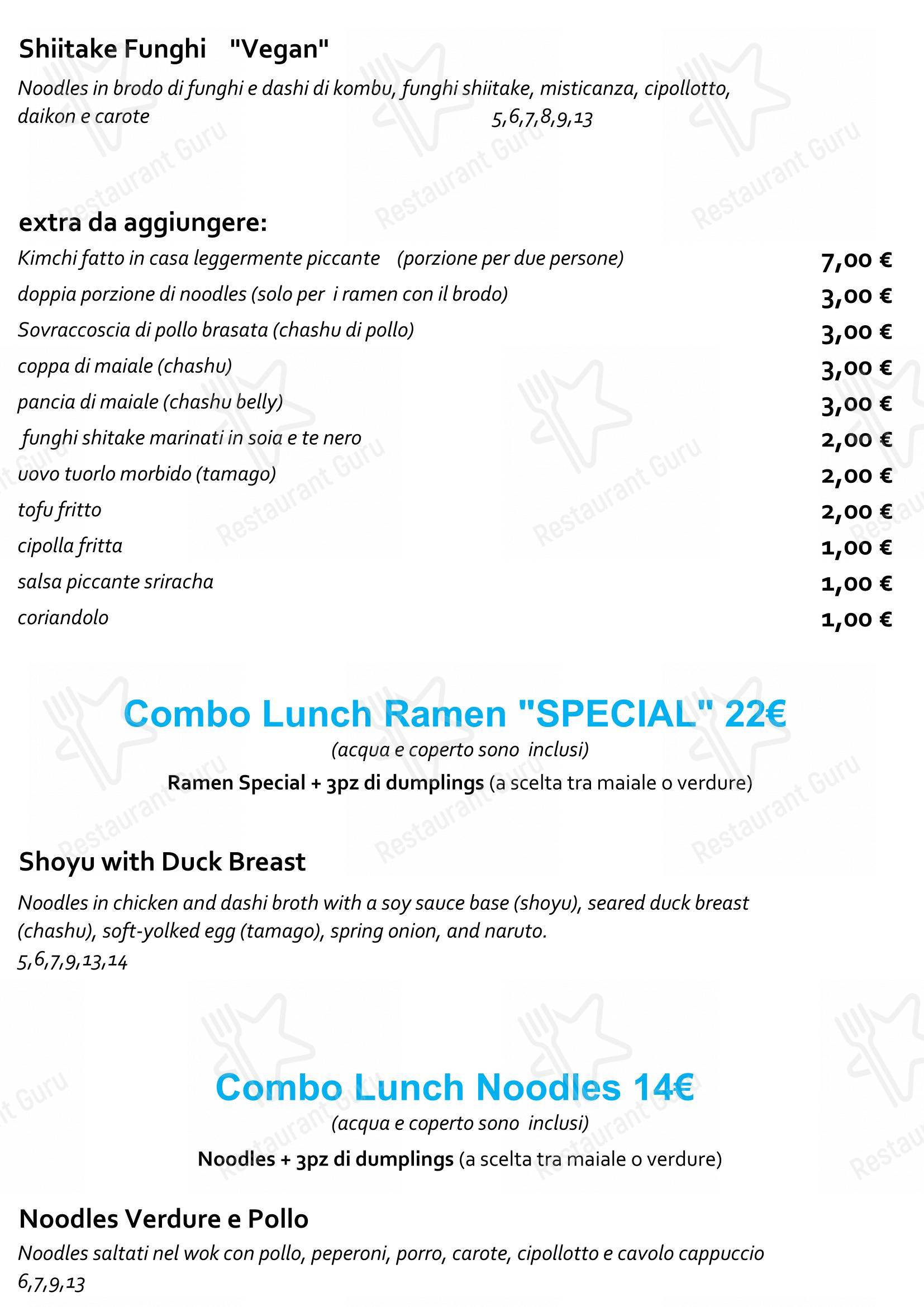 Staj Noodle Bar Chiaia in Napoli - 菜单
