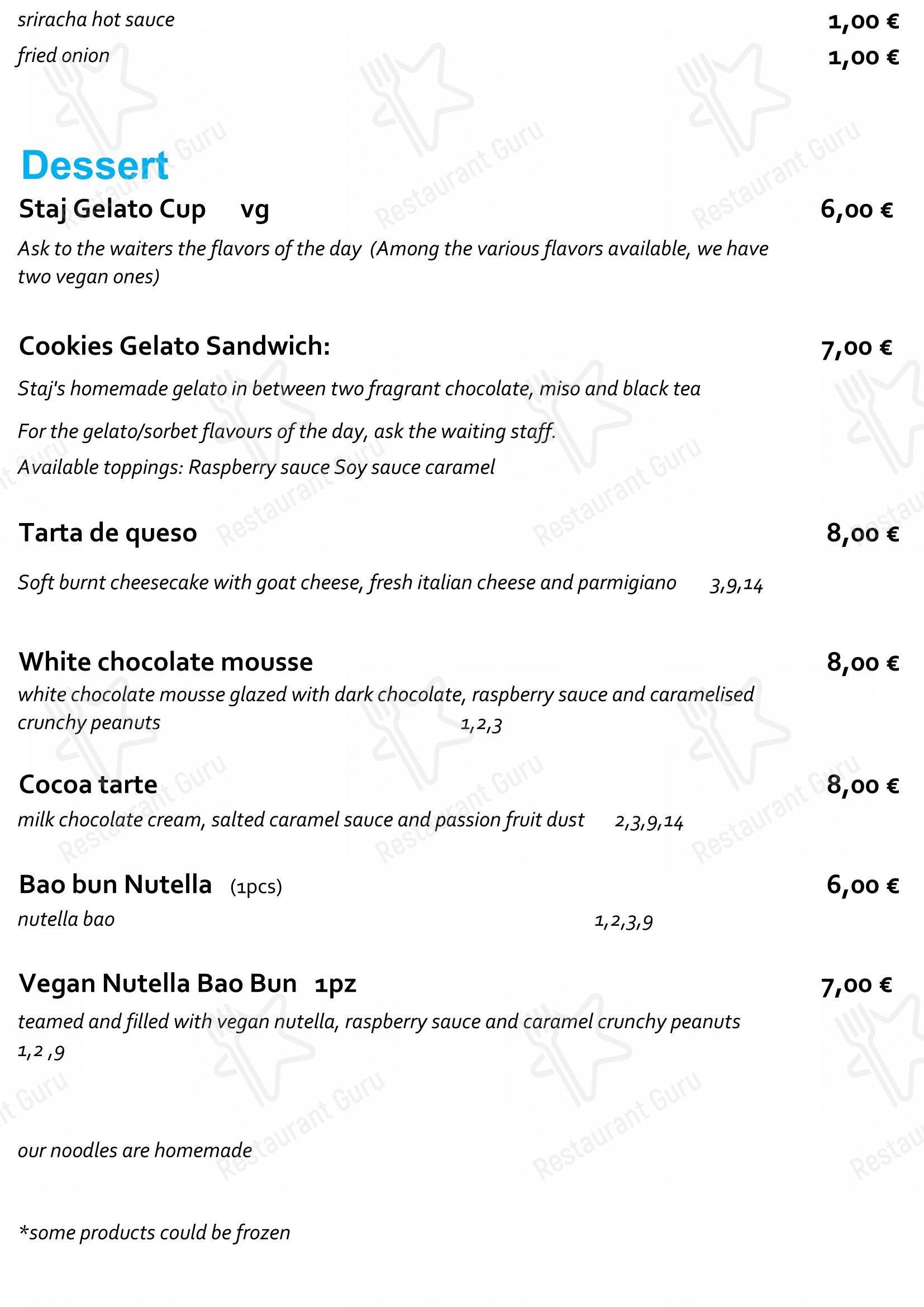 Wine Menu per Staj Noodle Bar Chiaia ristorante