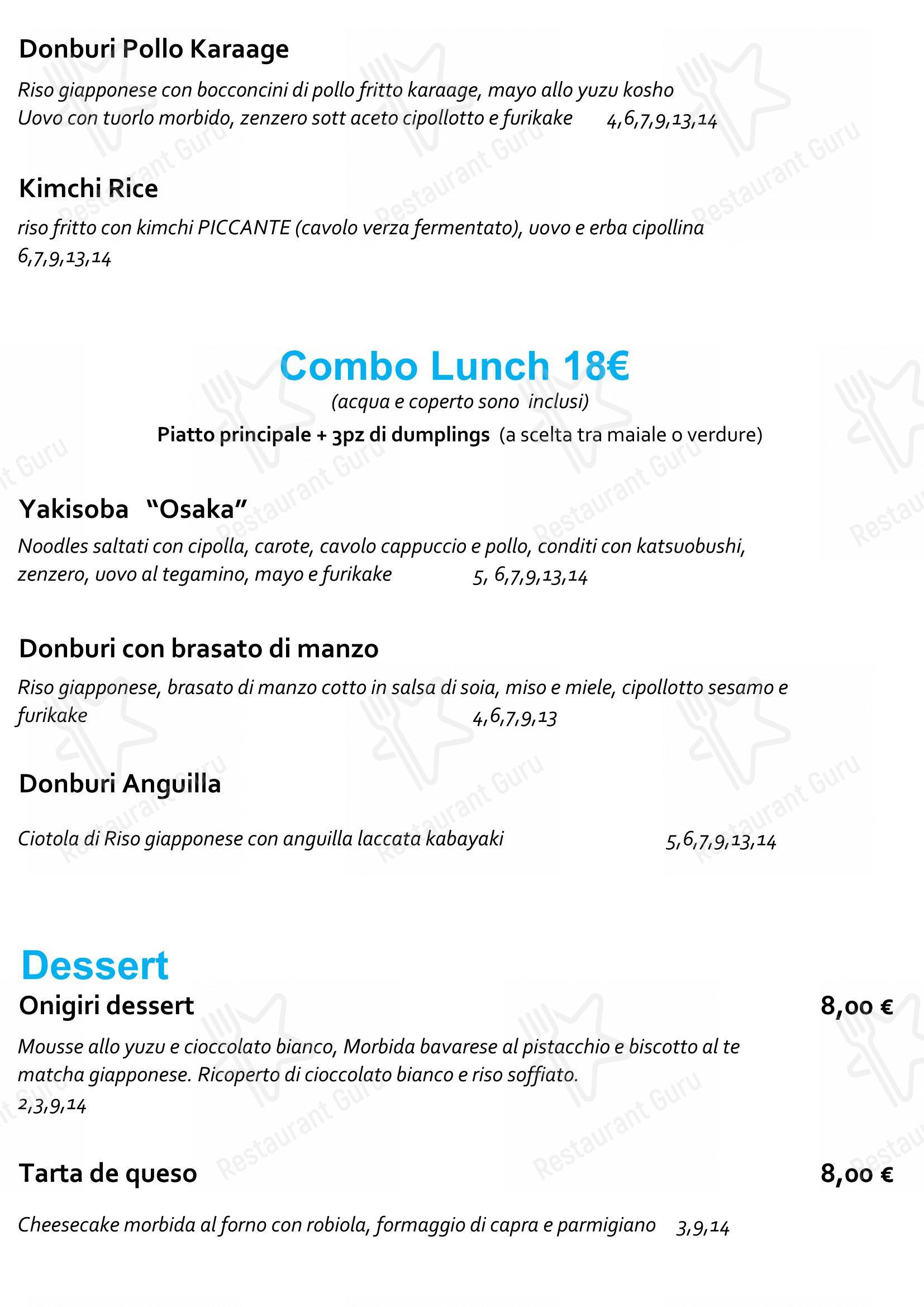 Menu di Staj Noodle Bar Chiaia - Menu bar