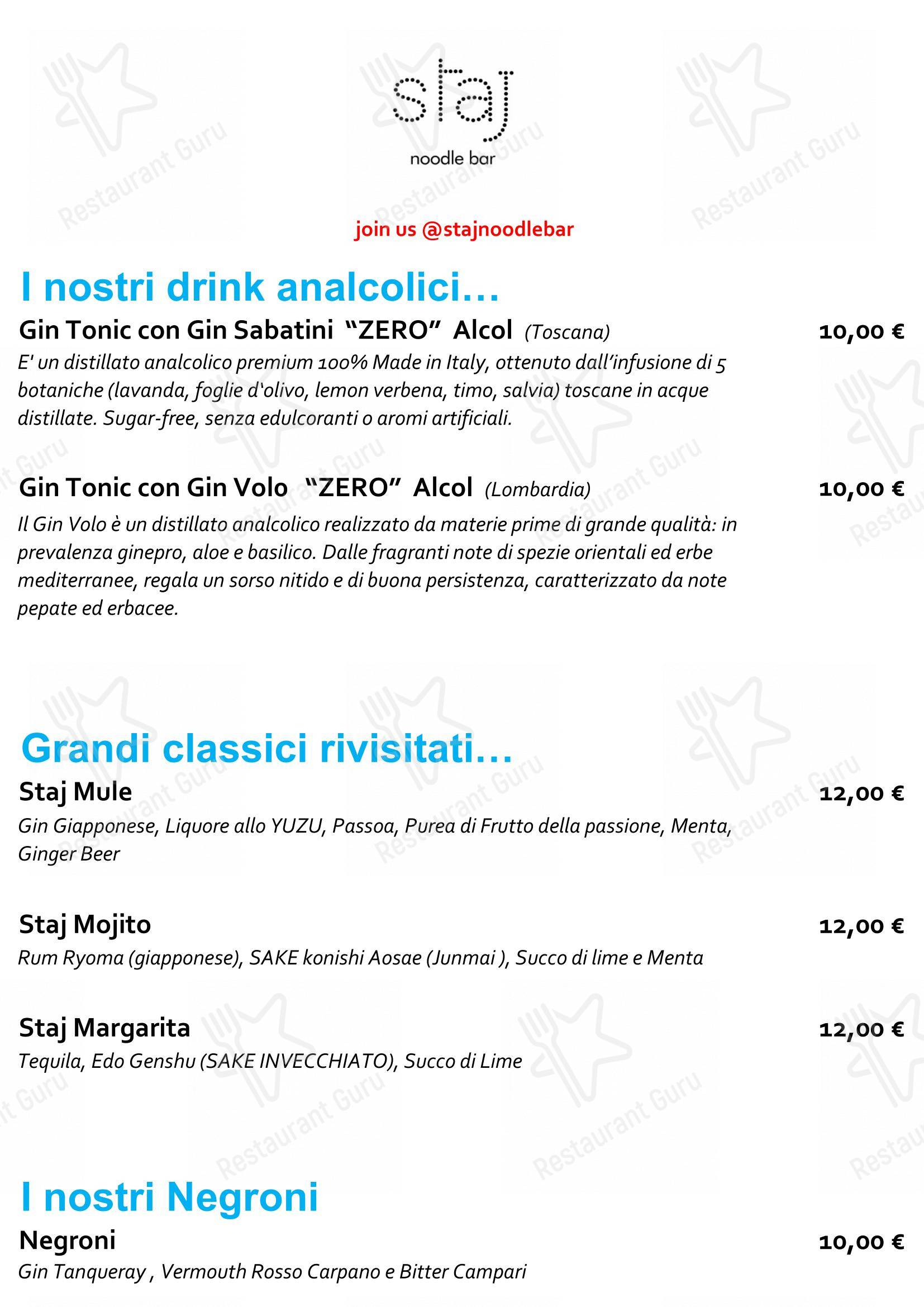 Staj Noodle Bar Chiaia in Napoli - Takeaway Menu