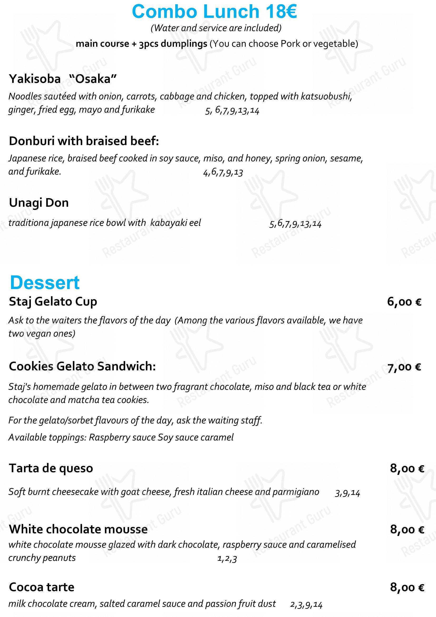 Staj Noodle Bar Chiaia in Napoli - Lunch Menu