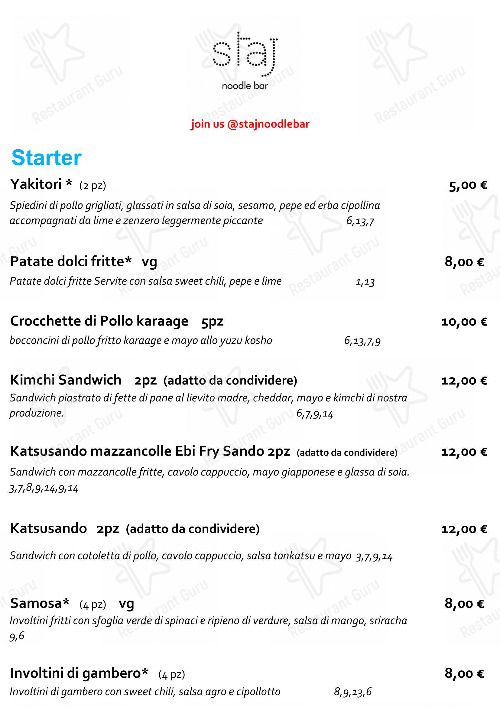 Menu di Staj Noodle Bar Chiaia - Детское