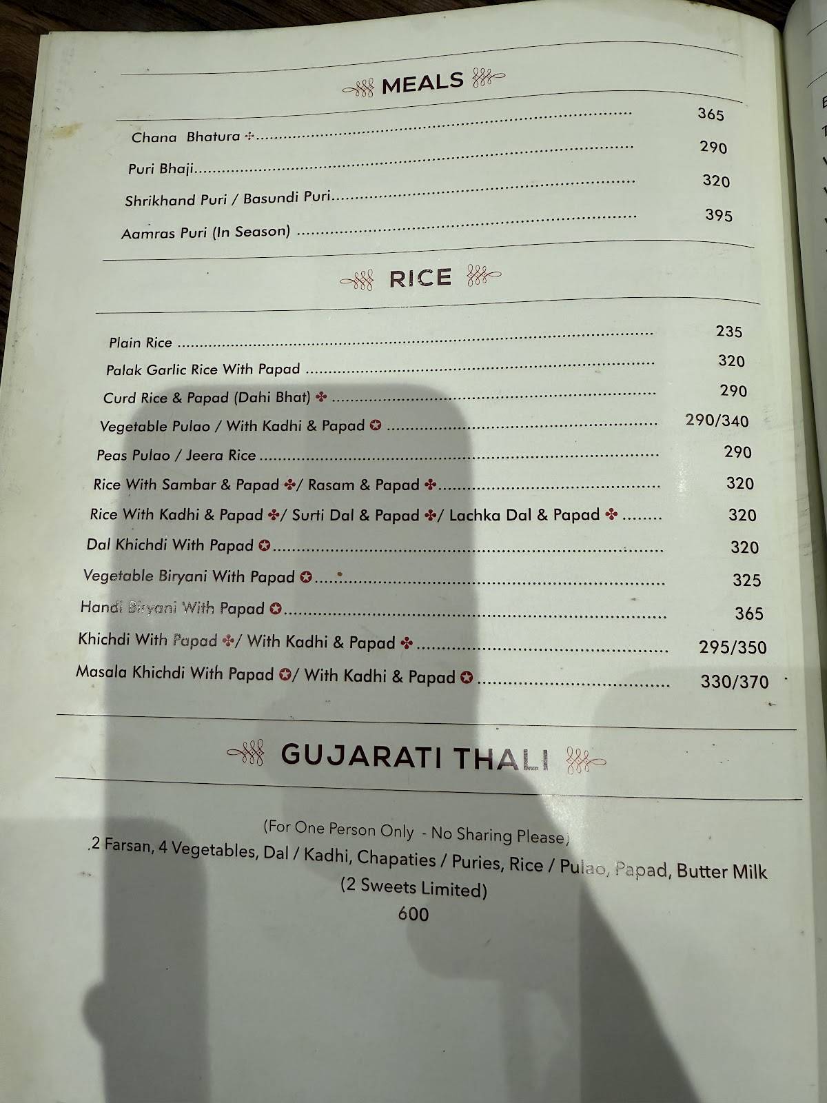Status Restaurant menu