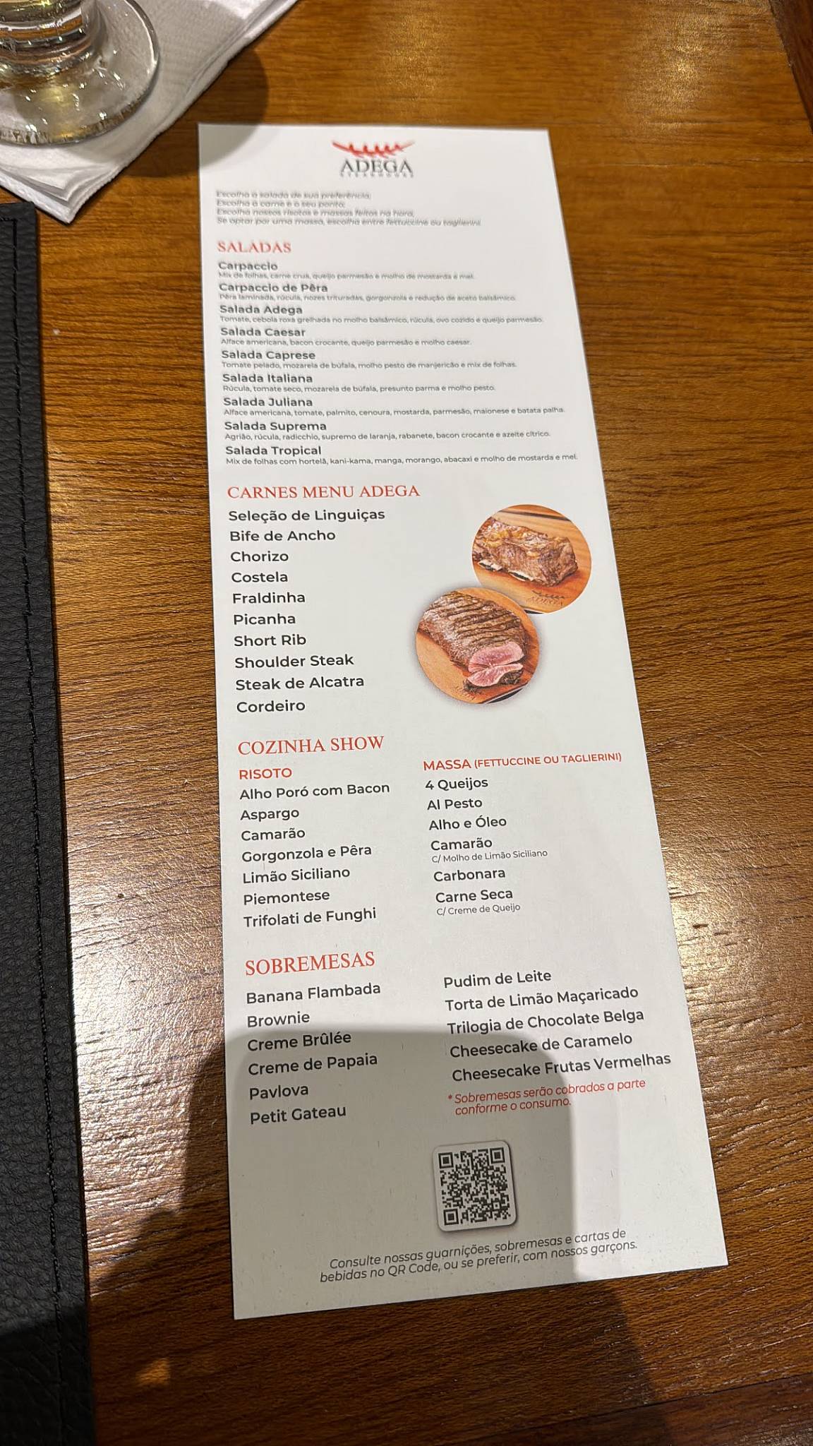 Adega Steakhouse cardápio