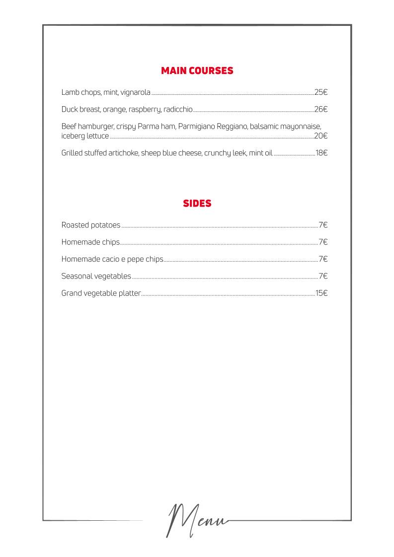 Menu di Aventina 