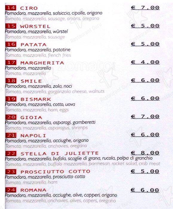 Menu di Stella di Juliette 