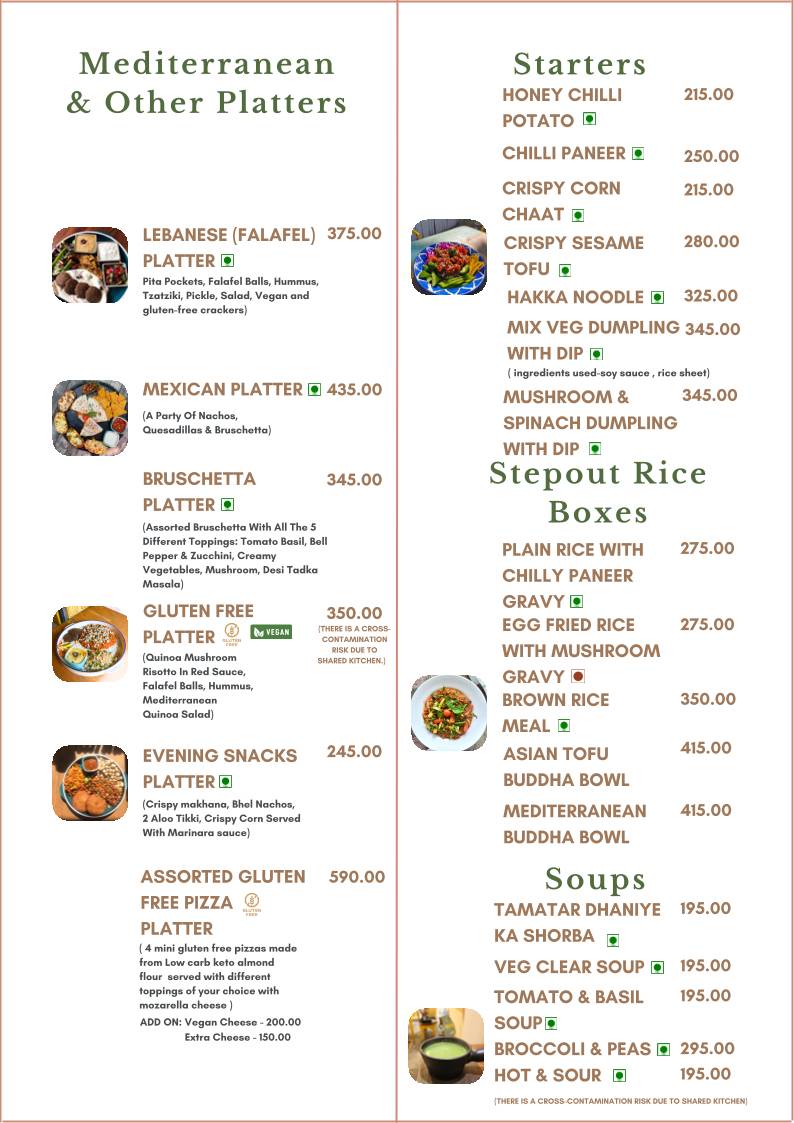 Stepout Cafe menu