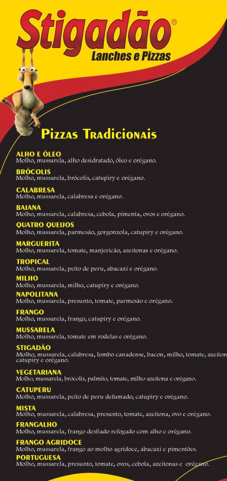 Stigadão Lanches E Pizzas Ronda cardápio