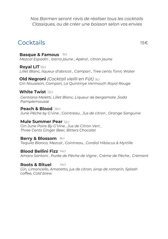 Menu de L'Archipel