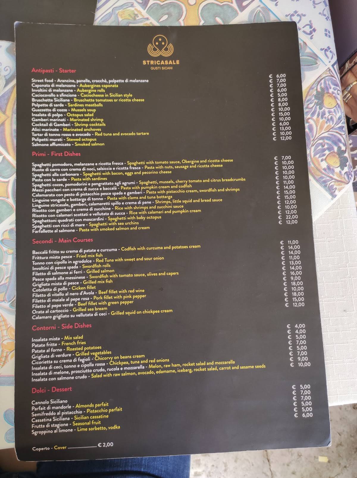 Menu di Stricasale Osteria 