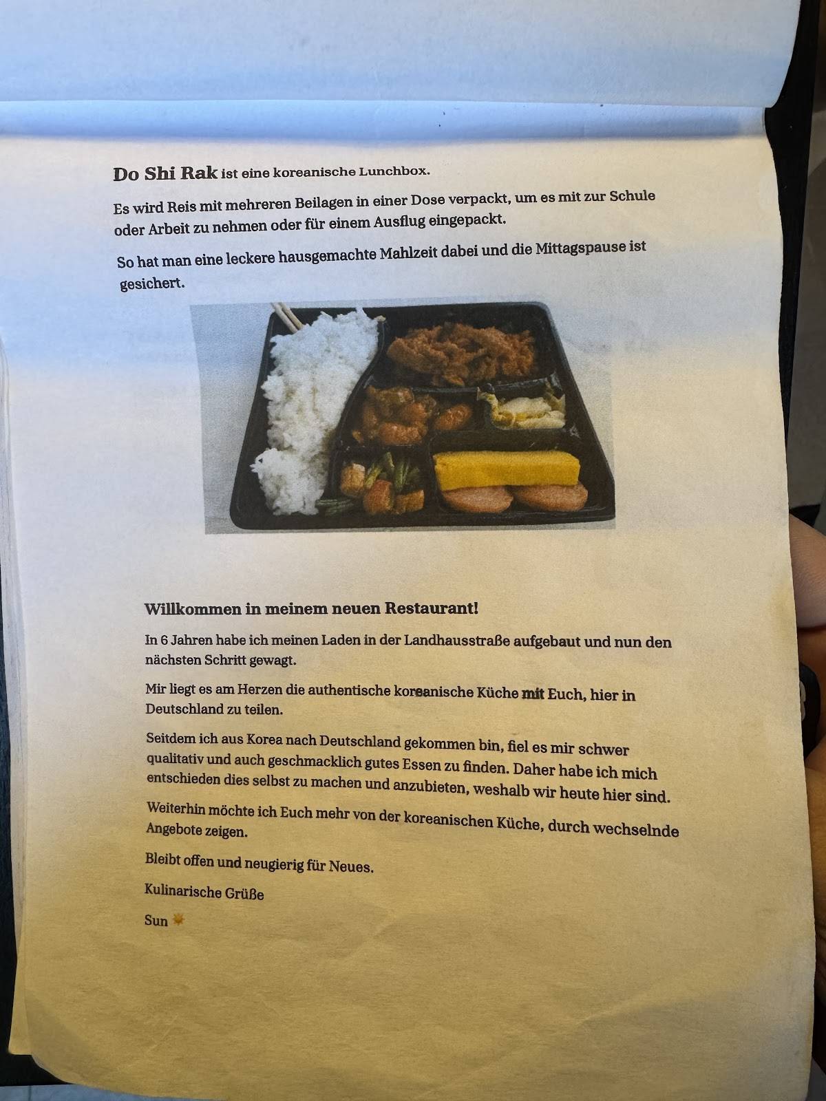 Speisekarte von Do Shi Rak - Authentisches koreanisches Essen ...