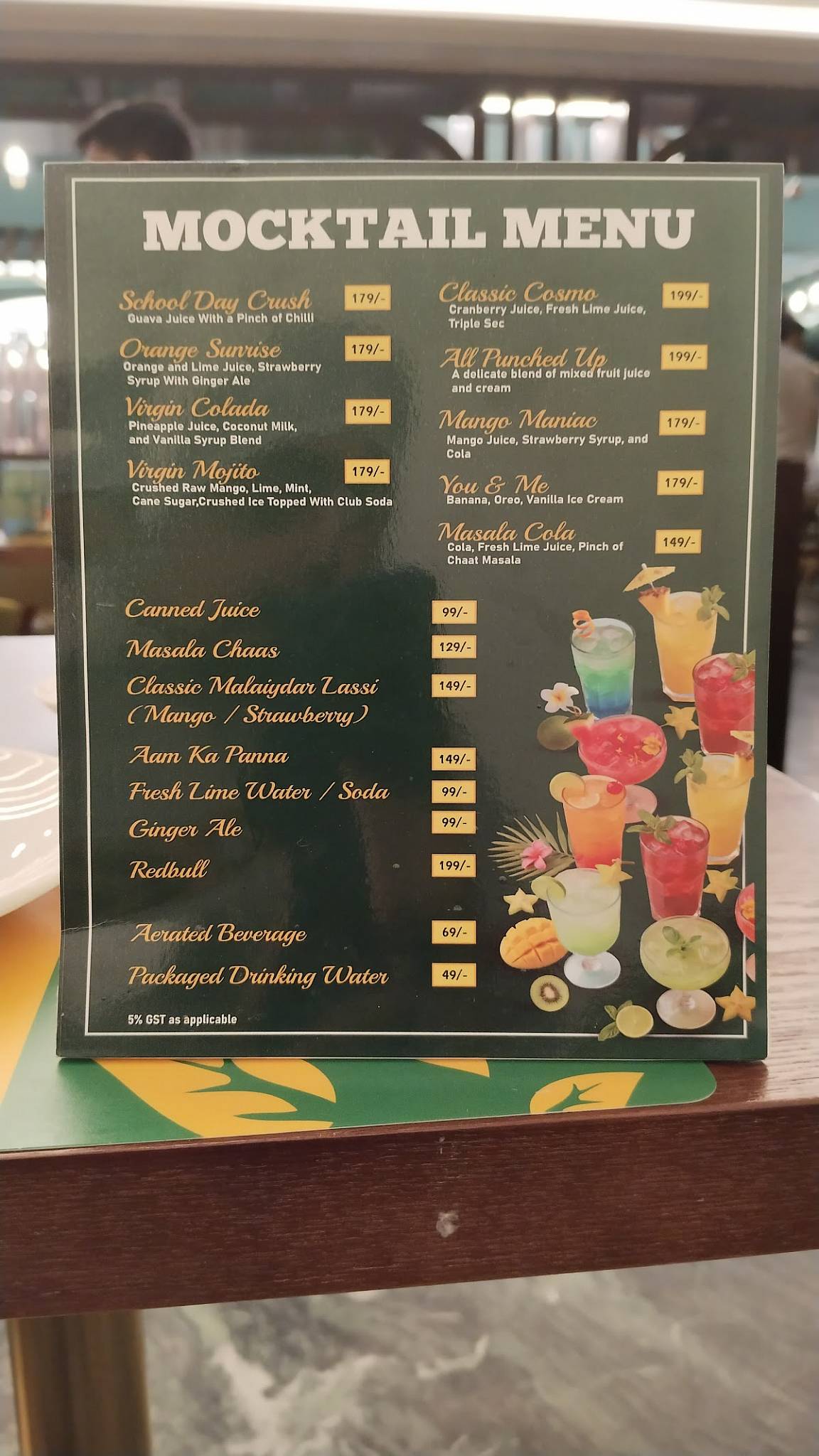 Subz menu