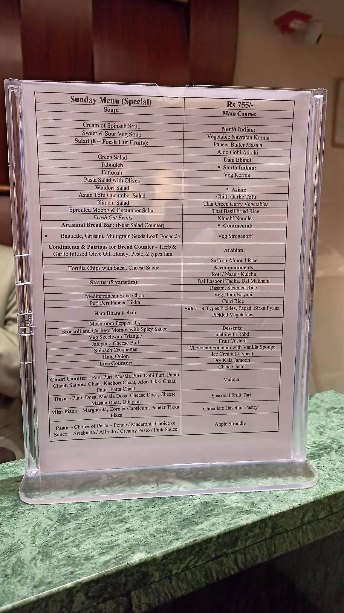Subz menu